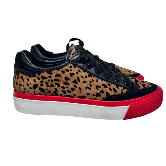 Rag & Bone Army Cheetah Leather Sneakers SZ 37 Shoes Brown Black Red - Picture 5 of 14